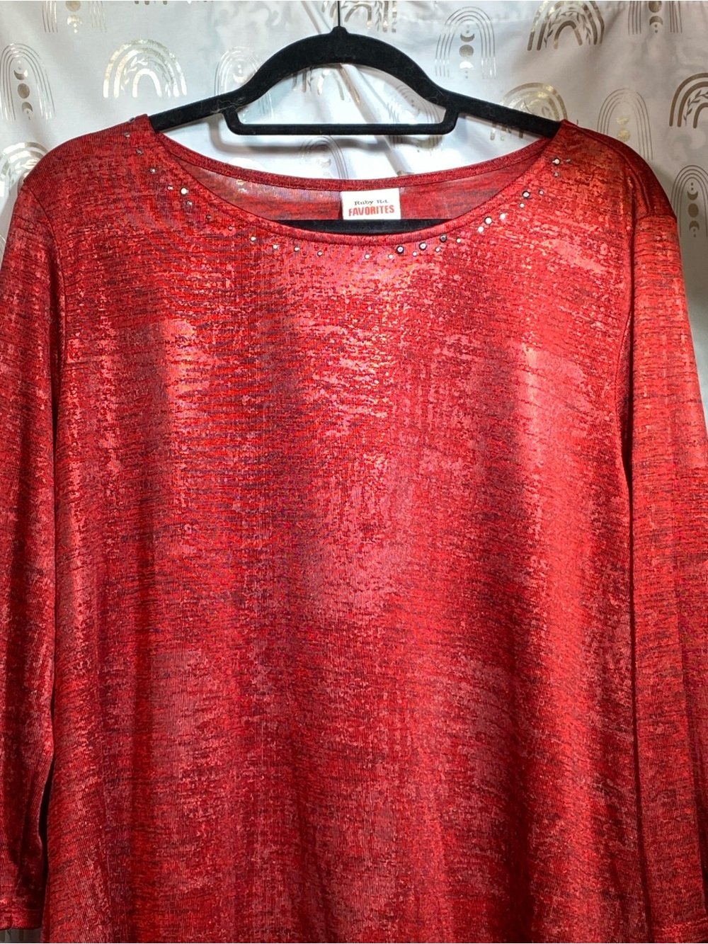 Ruby Rd. Red Sparkle Tunic Top - Picture 2 of 7